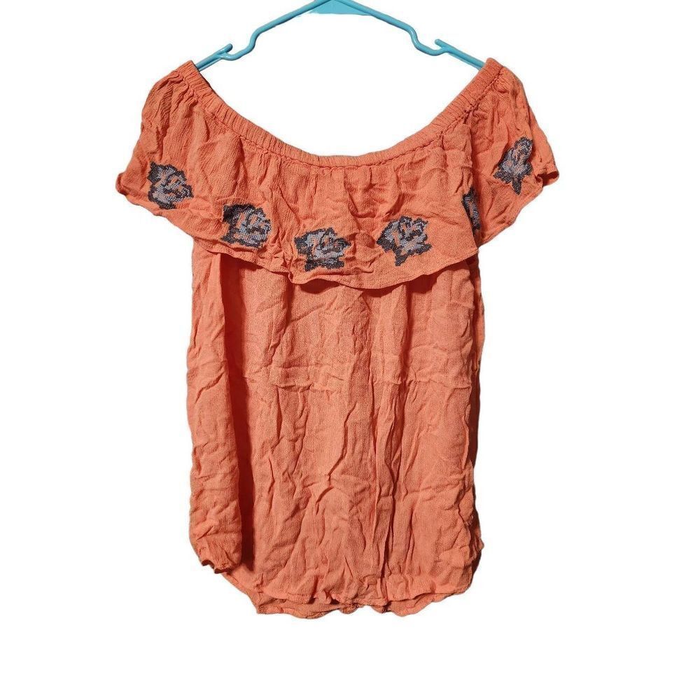 Bailey and Chloe L orange blouse floral